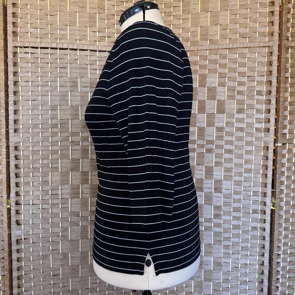 Liz Claiborne Liz & Co black & white stripe top XL - Picture 6 of 9